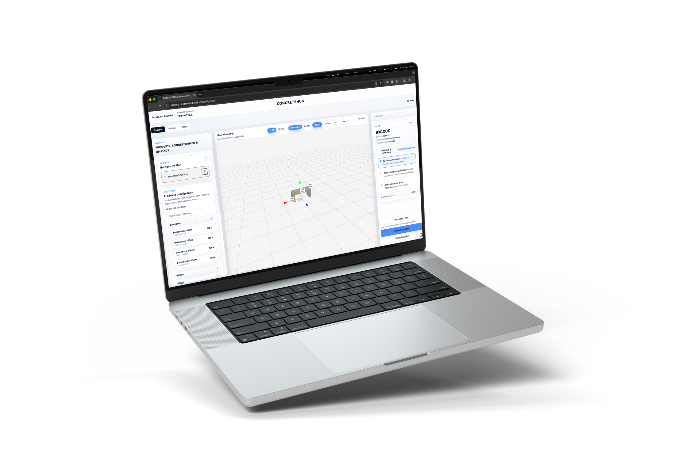 MacBook Mockup mit CONCRETEHUB Oberfläche